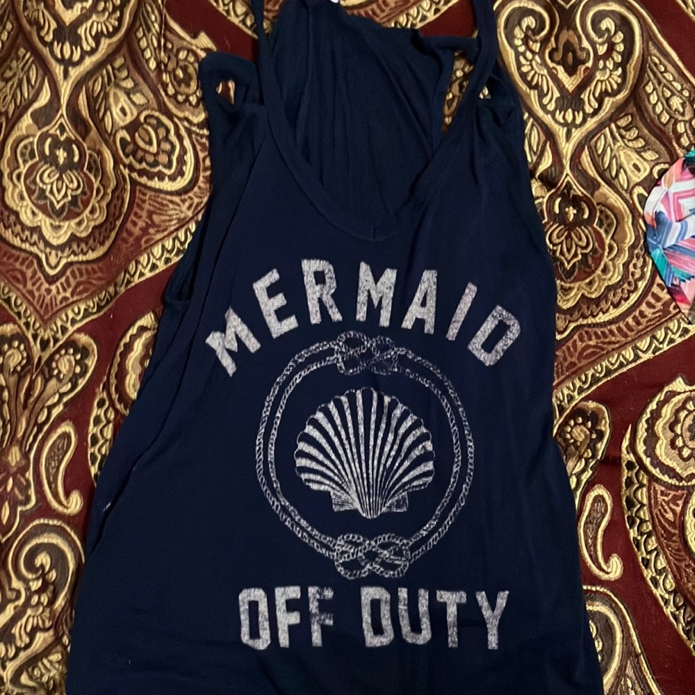Pink Peony Mermaid off duty tank top